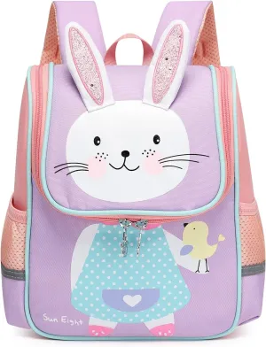 SUN EIGHT Toddler Lightweight Backpack for Girls Cute 3D Animal Waterproof Schoolbag for Baby Girl Boy 2-5 YearsRabbit