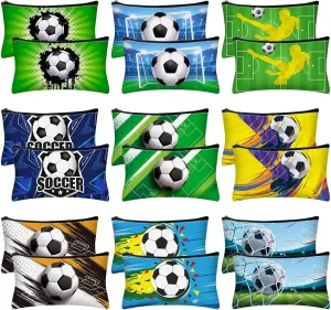 Sweetude 18 Pcs Soccer Gifts Makeup Bag Toiletry Travel Storage Accessories with Zipper Cosmetic Bags Portable Cosmetic Pouch for Soccer Lovers Players Team Fans(Stylish)