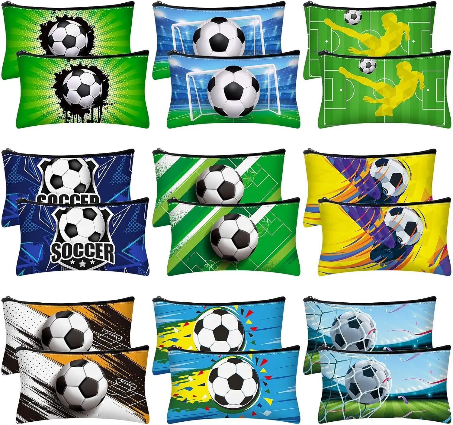 Sweetude 18 Pcs Soccer Gifts Makeup Bag Toiletry Travel Storage Accessories with Zipper Cosmetic Bags Portable Cosmetic Pouch for Soccer Lovers Players Team Fans(Stylish)