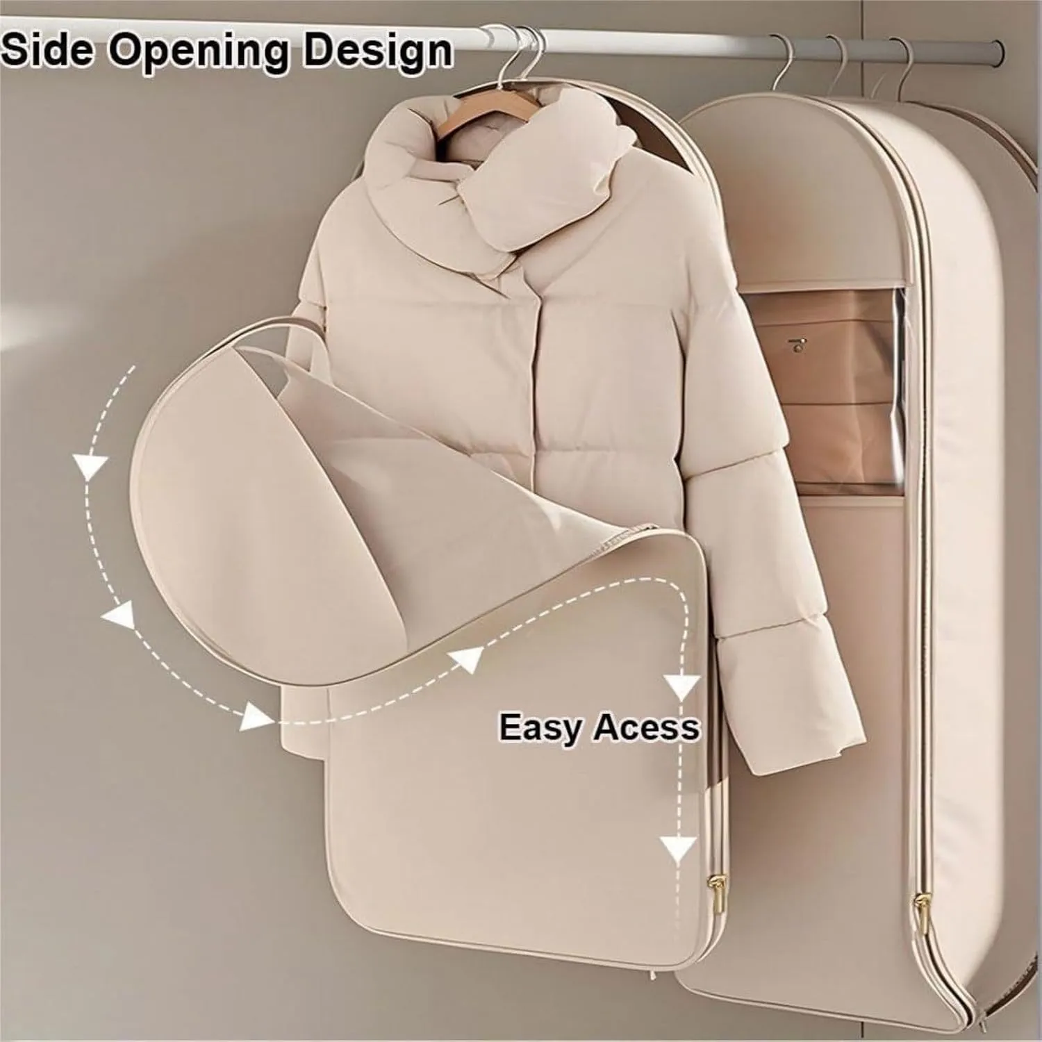 Taprinferior Hanging Garment Bag, Space Saving Hanging Garment Bag with Self Compression Zipper, 2025 New Space Saving Hanging Protector, Space Saver Closet Organizers (Pink, ALL)