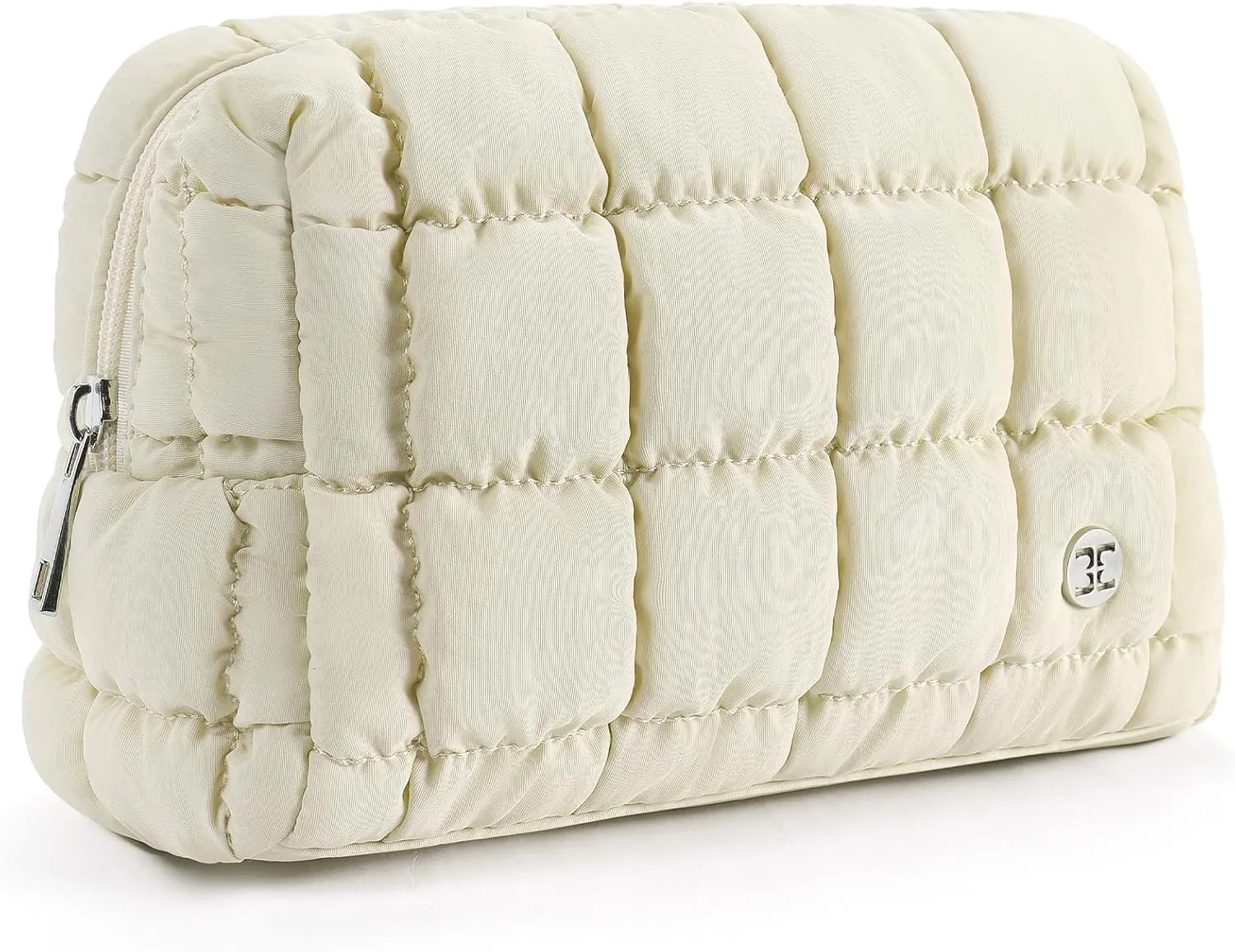 Telena Puffer Makeup Bags for Women, Nylon Puffy Padded Make Up Bags for Women Makeup Organizer Case, Wide-open Makeup Pouch Travel Essentials