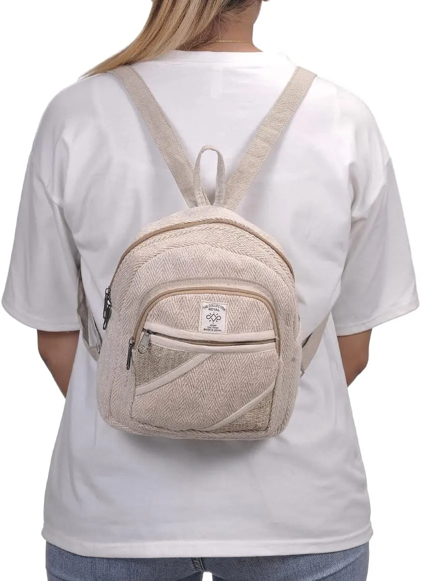 THE COLLECTION ROYAL Himalayan Hemp and Cotton Boho Bohemian Hippie Bag Purse Eco Friendly Mini Daypack Backpack