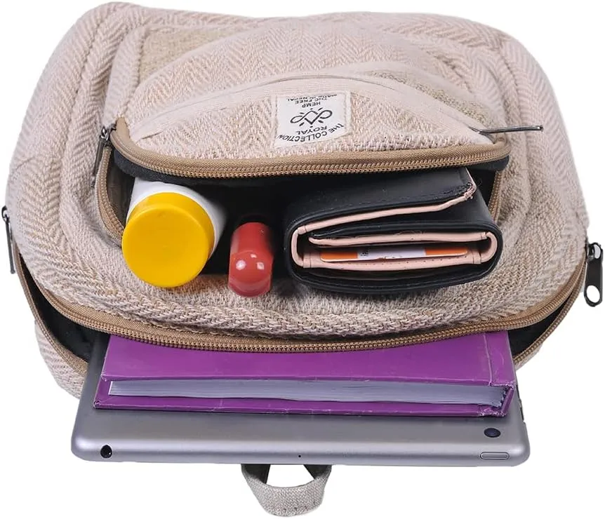 THE COLLECTION ROYAL Himalayan Hemp and Cotton Boho Bohemian Hippie Bag Purse Eco Friendly Mini Daypack Backpack