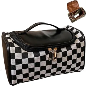Toiletry Travel Bags  Large Capacity Makeup Organizer for Women, Waterproof Travel Size Toiletries Case with Organized Compartments, Foldable Travel Bag, Ideal for Makeup & Skincare (Black)