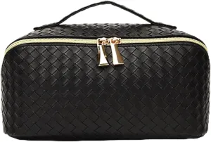 Toiletry Travel Bags  Large Capacity Makeup Organizer for Women, Waterproof Travel Size Toiletries Case with Organized Compartments, Foldable Travel Bag, Ideal for Makeup & Skincare (Black)