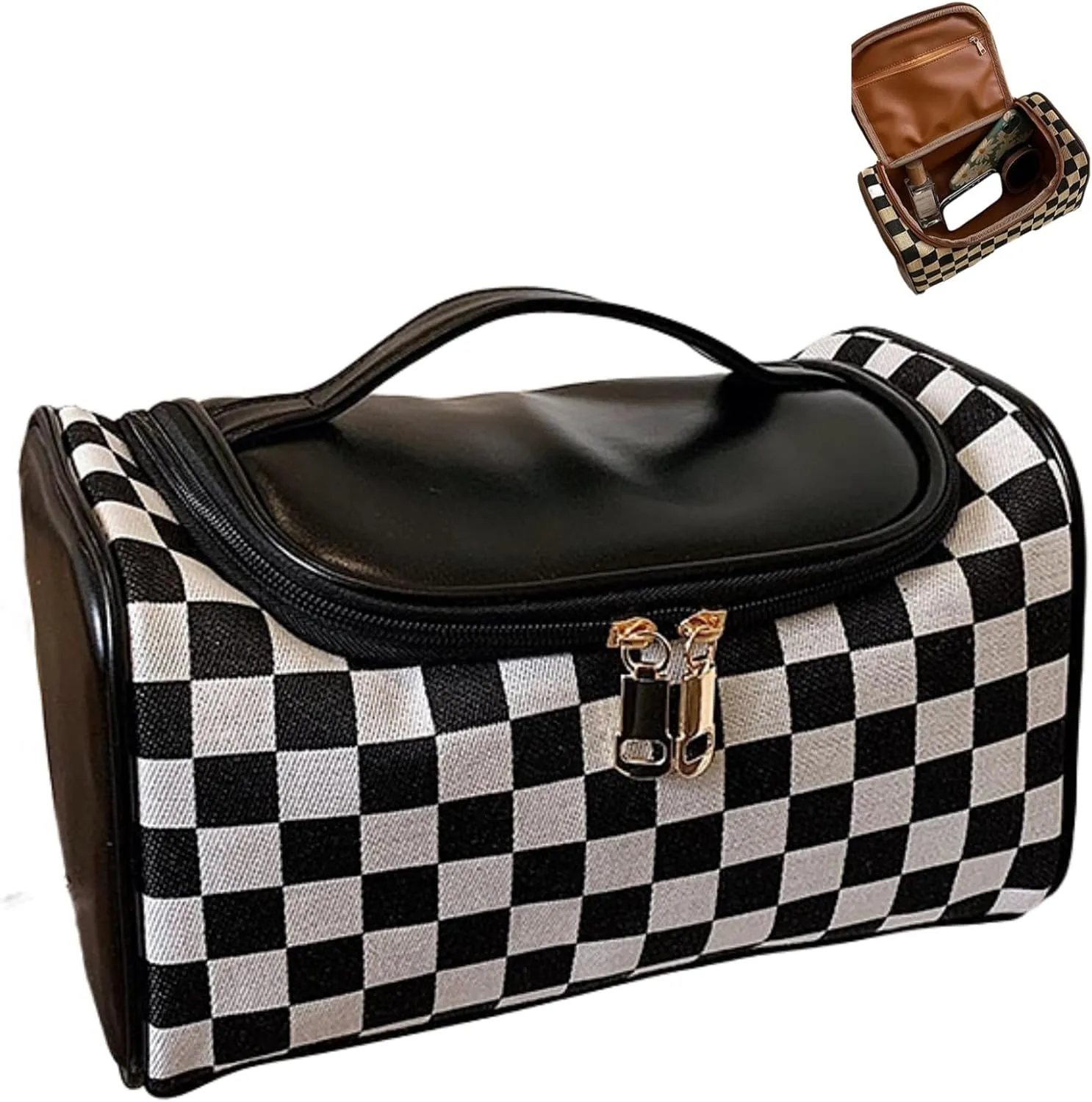 Toiletry Travel Bags  Large Capacity Makeup Organizer for Women, Waterproof Travel Size Toiletries Case with Organized Compartments, Foldable Travel Bag, Ideal for Makeup & Skincare (Black)