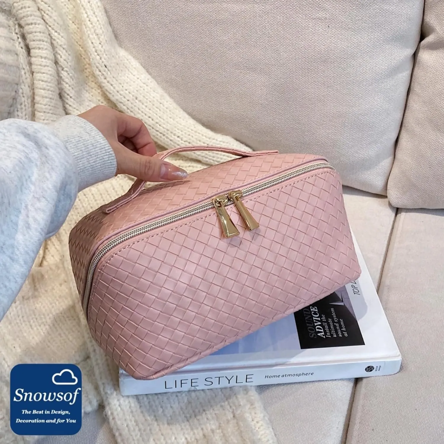Toiletry Travel Bags  Large Capacity Makeup Organizer for Women, Waterproof Travel Size Toiletries Case with Organized Compartments, Foldable Travel Bag, Ideal for Makeup & Skincare (Pink)