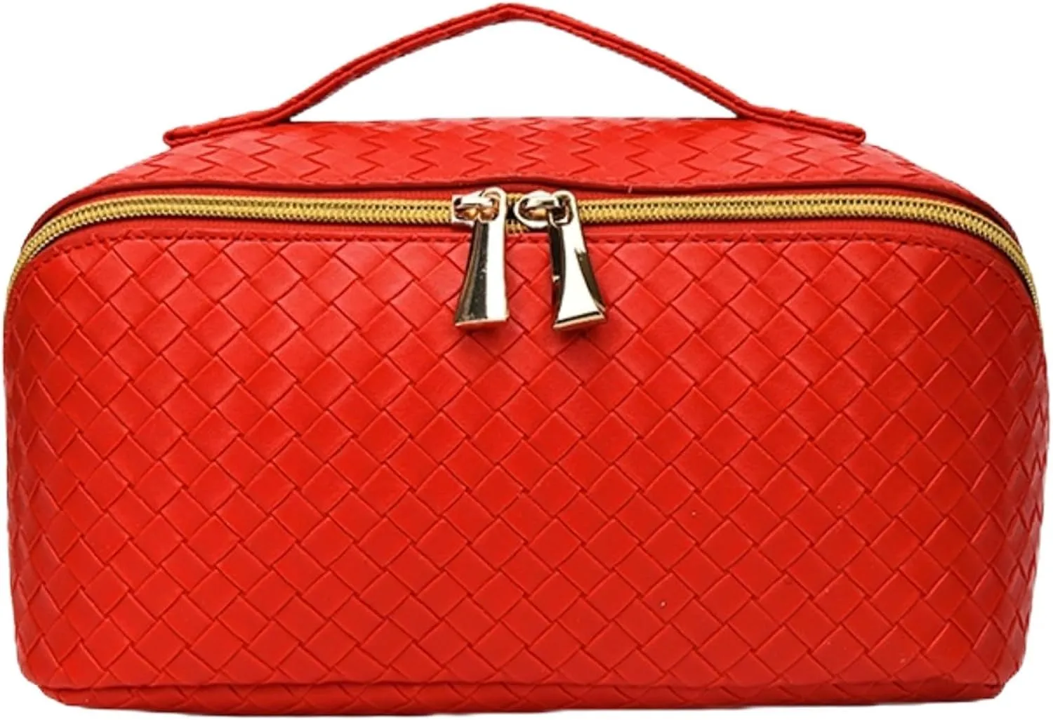Toiletry Travel Bags  Large Capacity Makeup Organizer for Women, Waterproof Travel Size Toiletries Case with Organized Compartments, Foldable Travel Bag, Ideal for Makeup & Skincare (Red)