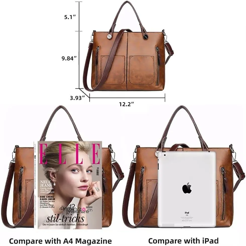 Tote Purse for Women Girls Work Handbag Vintage Top Handle Satchel Large Capacity Shoulder Bag Stylish Crossbody Bag