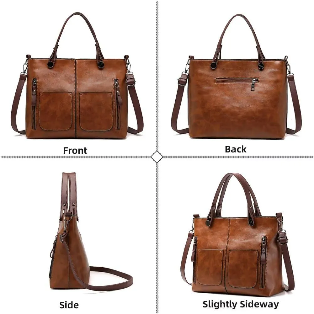 Tote Purse for Women Girls Work Handbag Vintage Top Handle Satchel Large Capacity Shoulder Bag Stylish Crossbody Bag