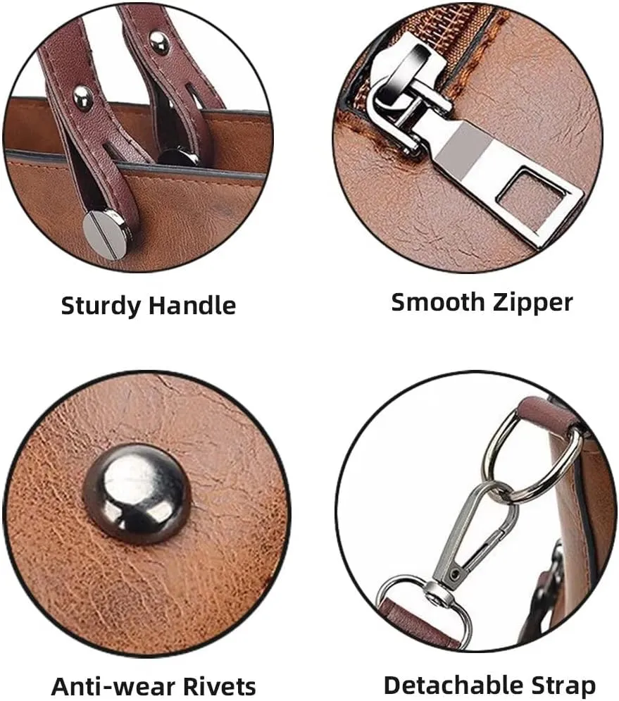 Tote Purse for Women Girls Work Handbag Vintage Top Handle Satchel Large Capacity Shoulder Bag Stylish Crossbody Bag