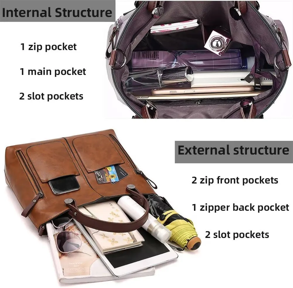 Tote Purse for Women Girls Work Handbag Vintage Top Handle Satchel Large Capacity Shoulder Bag Stylish Crossbody Bag