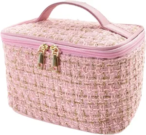 Travel Toiletry Bag - Portable Makeup Organizer, Makeup Bag for Women, Cosmetic Holder for Brushes Set, Full-Sized Shampoo, Conditioner, Accessories (Pink)