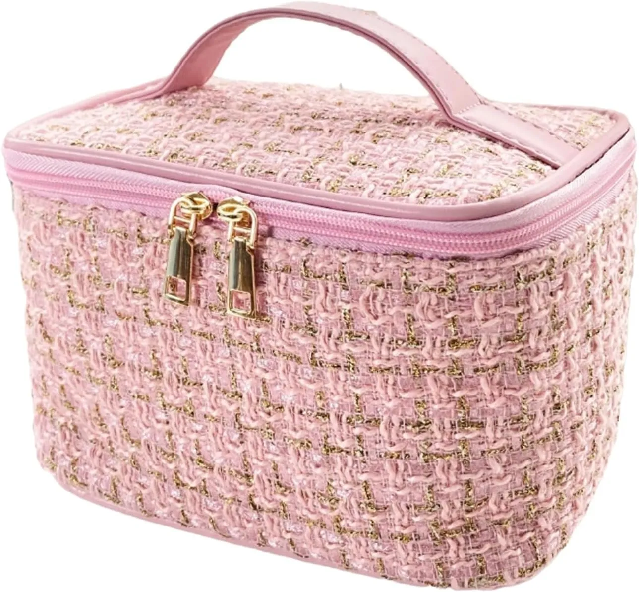 Travel Toiletry Bag - Portable Makeup Organizer, Makeup Bag for Women, Cosmetic Holder for Brushes Set, Full-Sized Shampoo, Conditioner, Accessories (Pink)