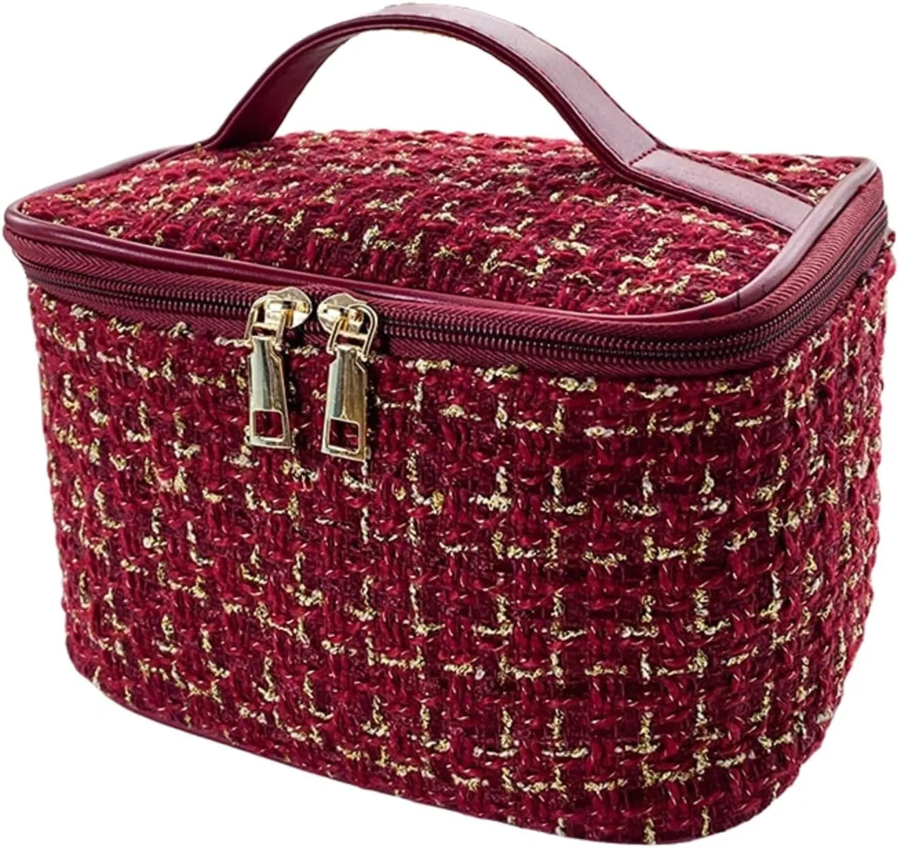 Travel Toiletry Bag - Portable Makeup Organizer, Makeup Bag for Women, Cosmetic Holder for Brushes Set, Full-Sized Shampoo, Conditioner, Accessories (Red)