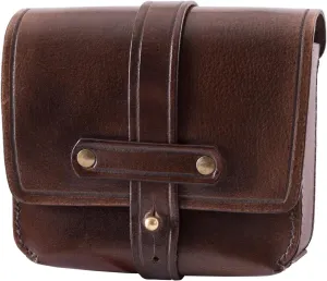 Ulfberth - Small Medieval Belt Bag  made of real buffalo leather  fanny pack for men and women - for Reenactment, Medieval and Ren fais, Larp (Dark Brown)