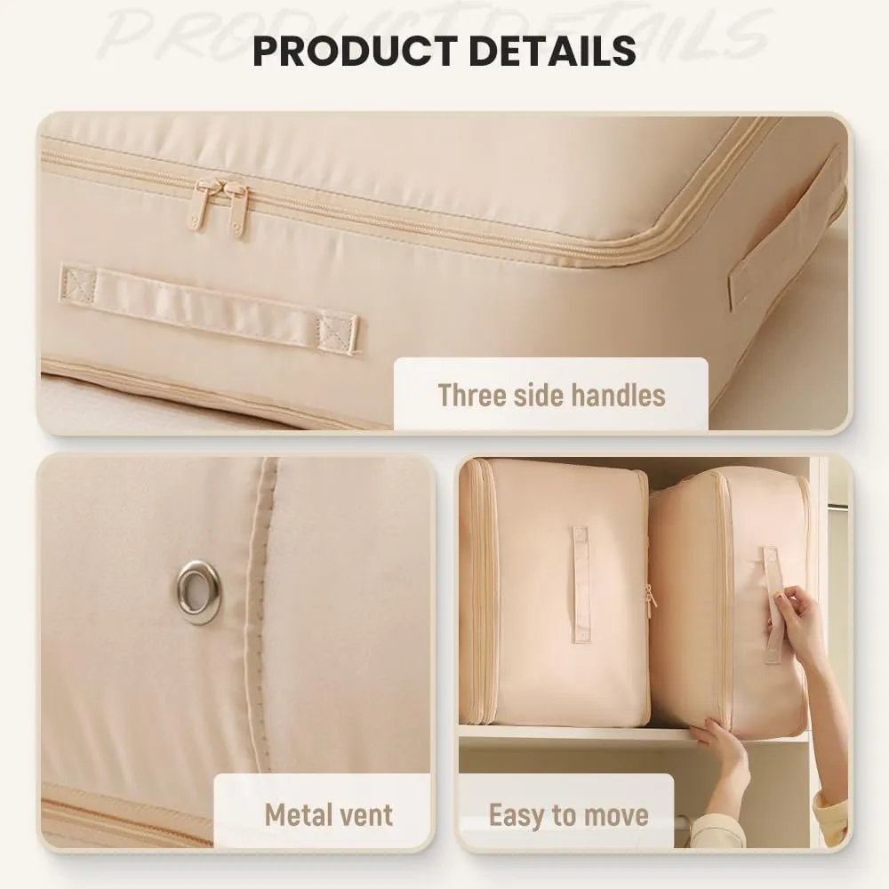 Ultra Space Saving Self Compression Organizer, Self Compression Moving Organizer Bags, 2024 New Heavy Duty Moving Bags Space Saving Self Compression Organizer for Comforters (Beige, X-Large)