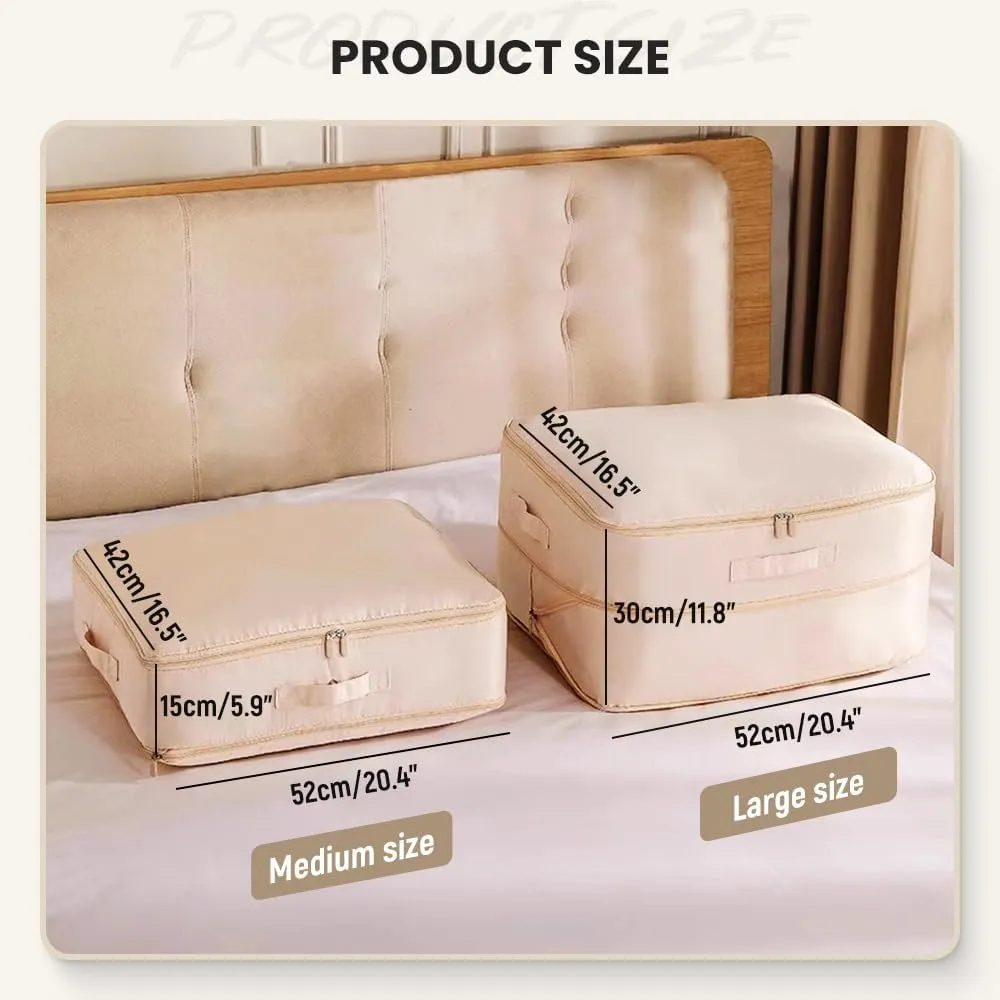 Ultra Space Saving Self Compression Organizer, Self Compression Moving Organizer Bags, 2024 New Heavy Duty Moving Bags Space Saving Self Compression Organizer for Comforters (Beige, X-Large)