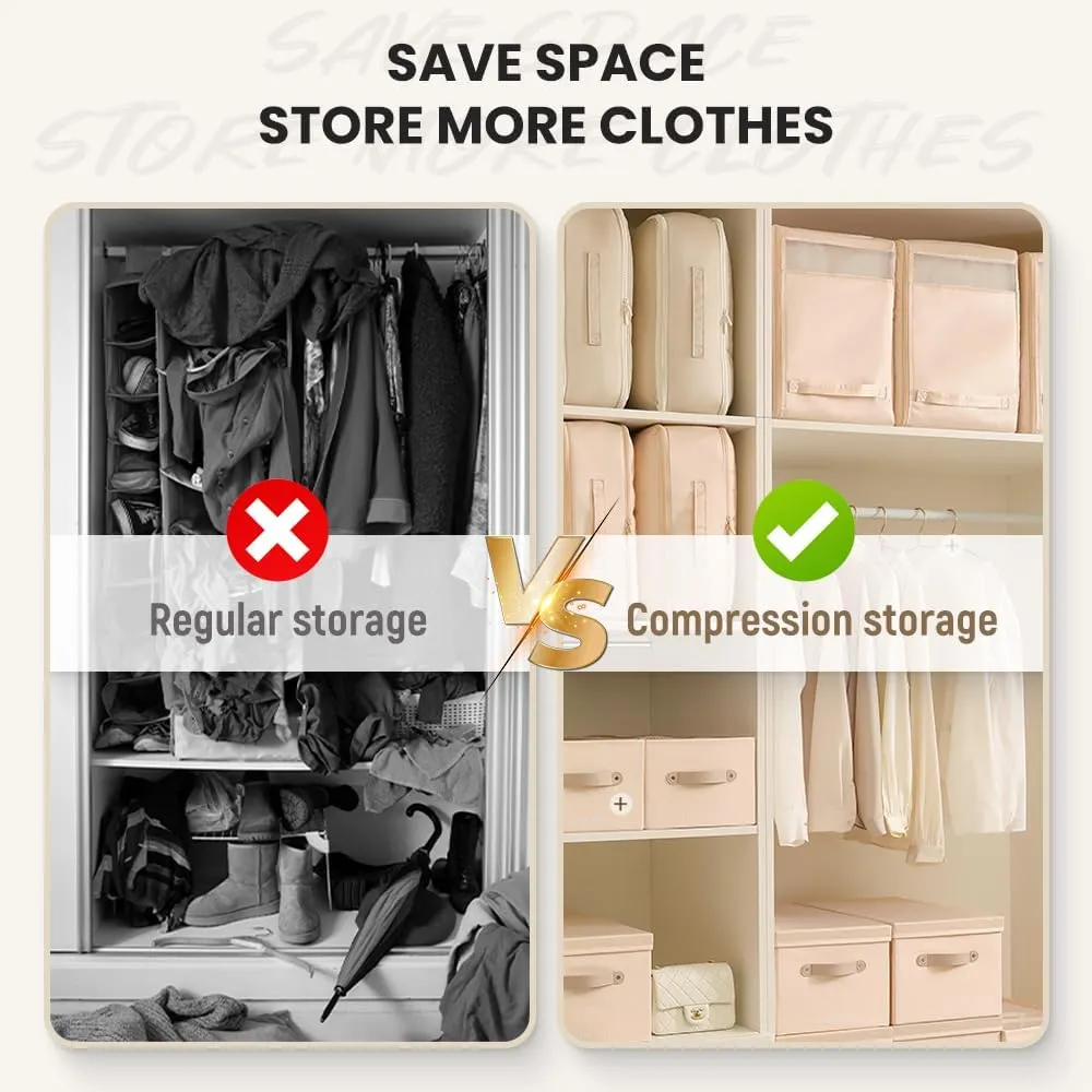 Ultra Space Saving Self Compression Organizer, Self Compression Moving Organizer Bags, 2024 New Heavy Duty Moving Bags Space Saving Self Compression Organizer for Comforters (Khaki, X-Large)