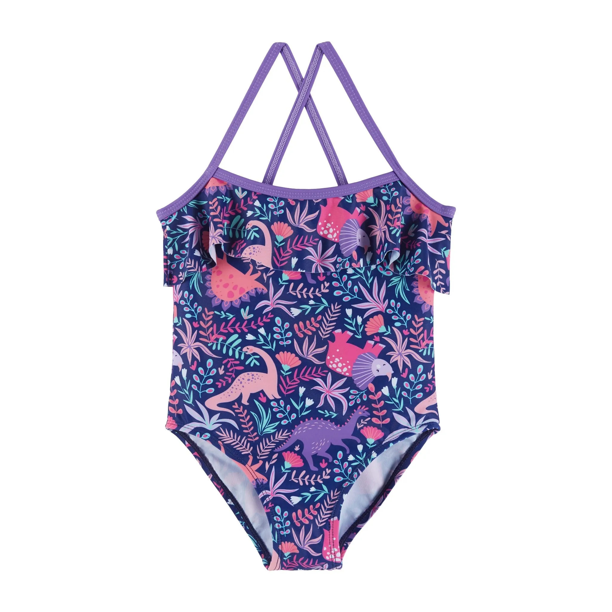 UPF 50  Dino Print One-Piece Swim Suit | Purple