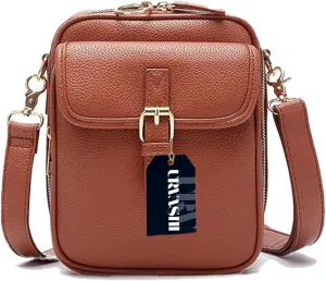 Urvashi Crossbody Leather Bag,Vintage Double Layer Large Capacity Mini Shoulder Purse,for Stylish Womens Bags