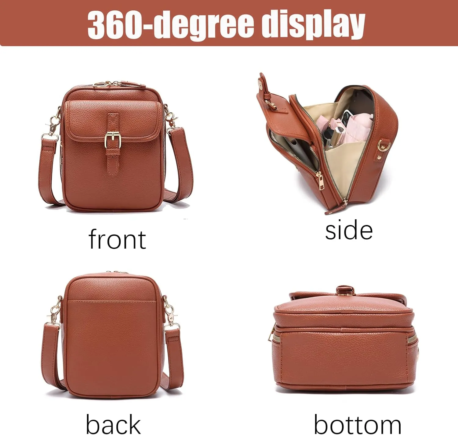 Urvashi Crossbody Leather Bag,Vintage Double Layer Large Capacity Mini Shoulder Purse,for Stylish Womens Bags