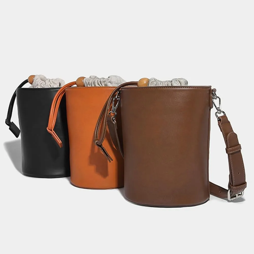 Vegan Leather Shoulder Bags for Women Stylish Handbags Small Bucket Crossbody Tote Purses Casual Ladies Satchels