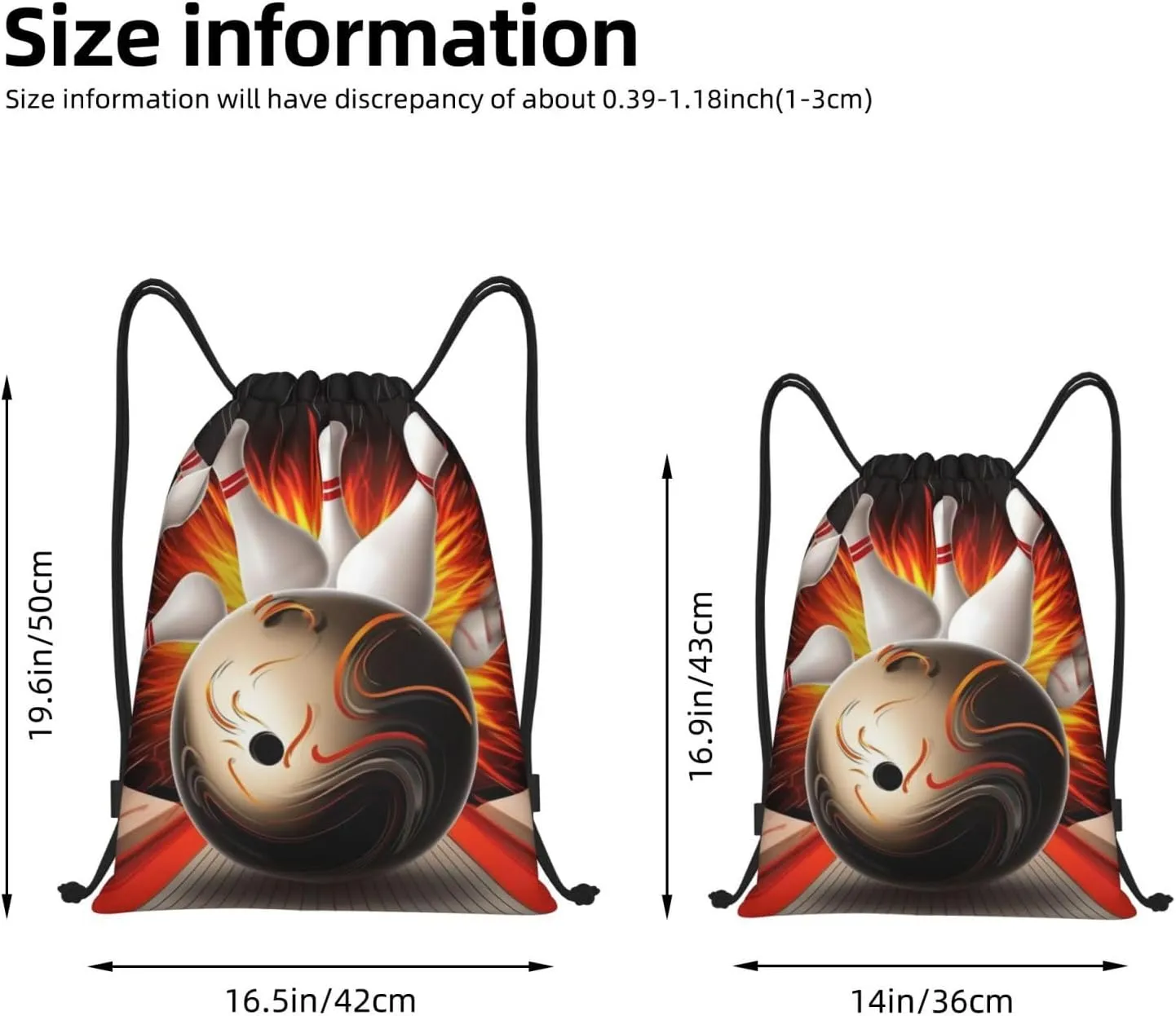 Vintage Sport Bowling Ball Drawstring Backpack Lightweight Draw String Bag Cinch Bags Waterproof Gym Bag for Men Women Swim Bag Medium