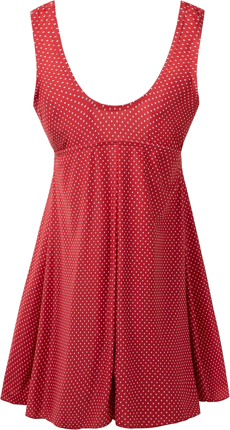 wantdo Women's Plus Size One Piece Swimsuit U Back Tummy Control Bathing Suit Recycled Eco-Friendly Swim Dress