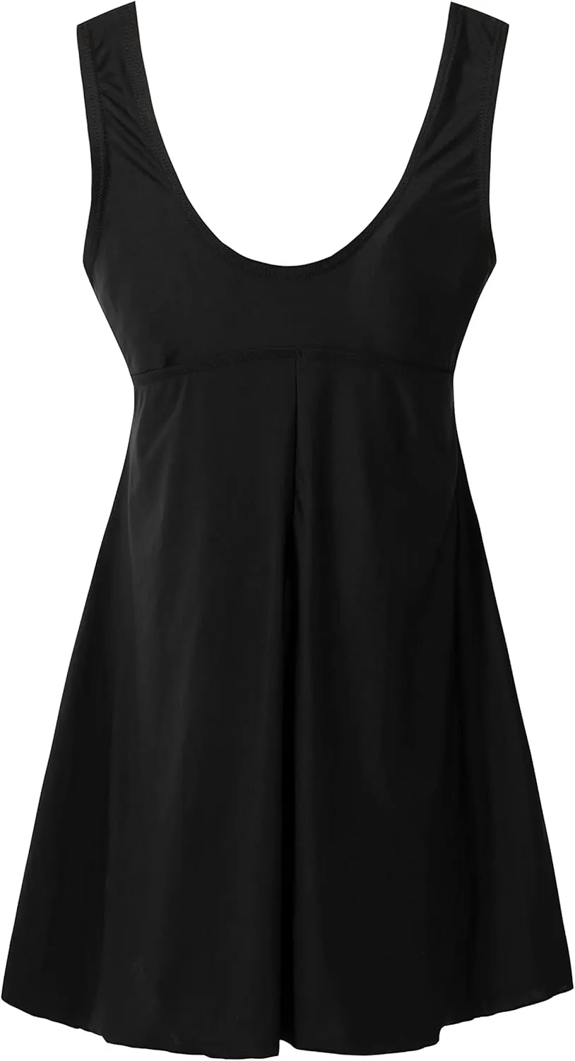 wantdo Women's Plus Size One Piece Swimsuit U Back Tummy Control Bathing Suit Recycled Eco-Friendly Swim Dress