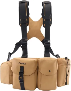 Wbag-S Multi-functional Camera Bag Large Capacity Outdoor Portable Brown Camera Waist Bag Camera Belt Pouch Professional Camera Waist Pack Vest Style Waterproof and Lightweight
