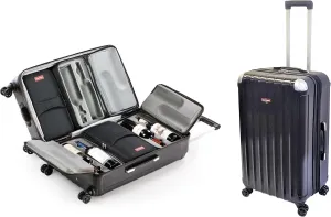 Wine Suitcase for 12 Bottles - Insulated Wine Bottle Holder for Travel and Airplane with Removable Wine Carrier Bag Inserts, Protects From up to 6 Feet (Black)