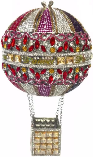 Women Luxury Rhinestone Evening Bag Balloon Crystal Clutch Purse Stylish Handbag for Concert Festival Celebration