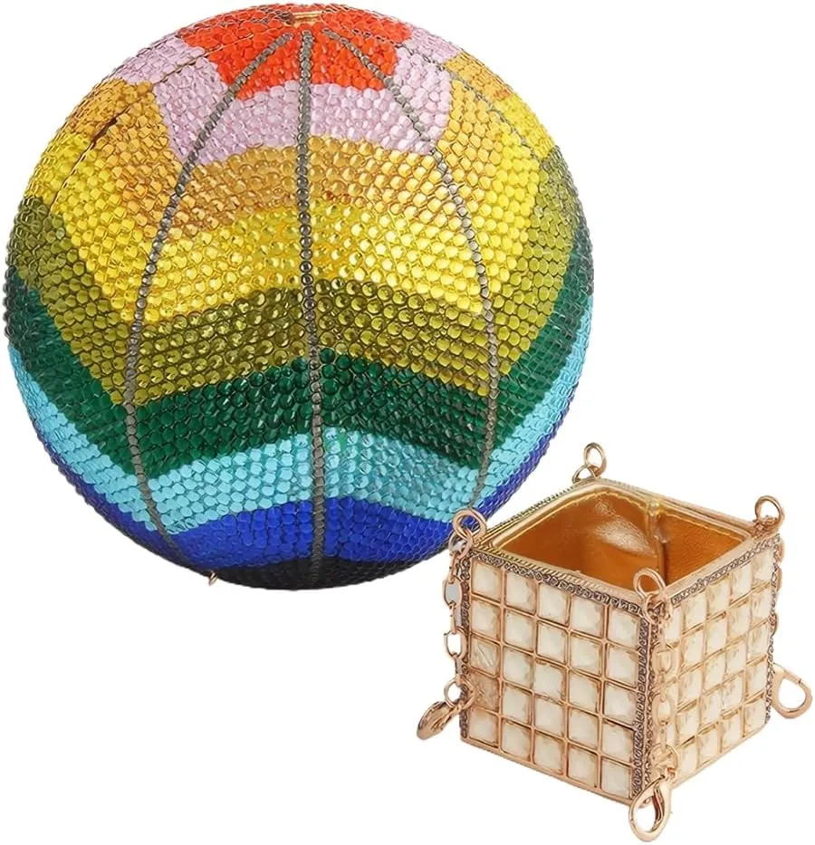 Women Luxury Rhinestone Evening Bag Balloon Crystal Clutch Purse Stylish Handbag for Concert Festival Celebration