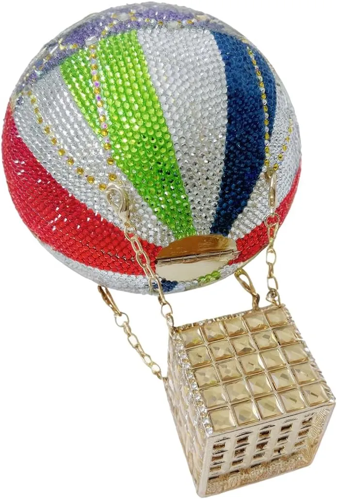 Women Luxury Rhinestone Evening Bag Balloon Crystal Clutch Purse Stylish Handbag for Concert Festival Celebration