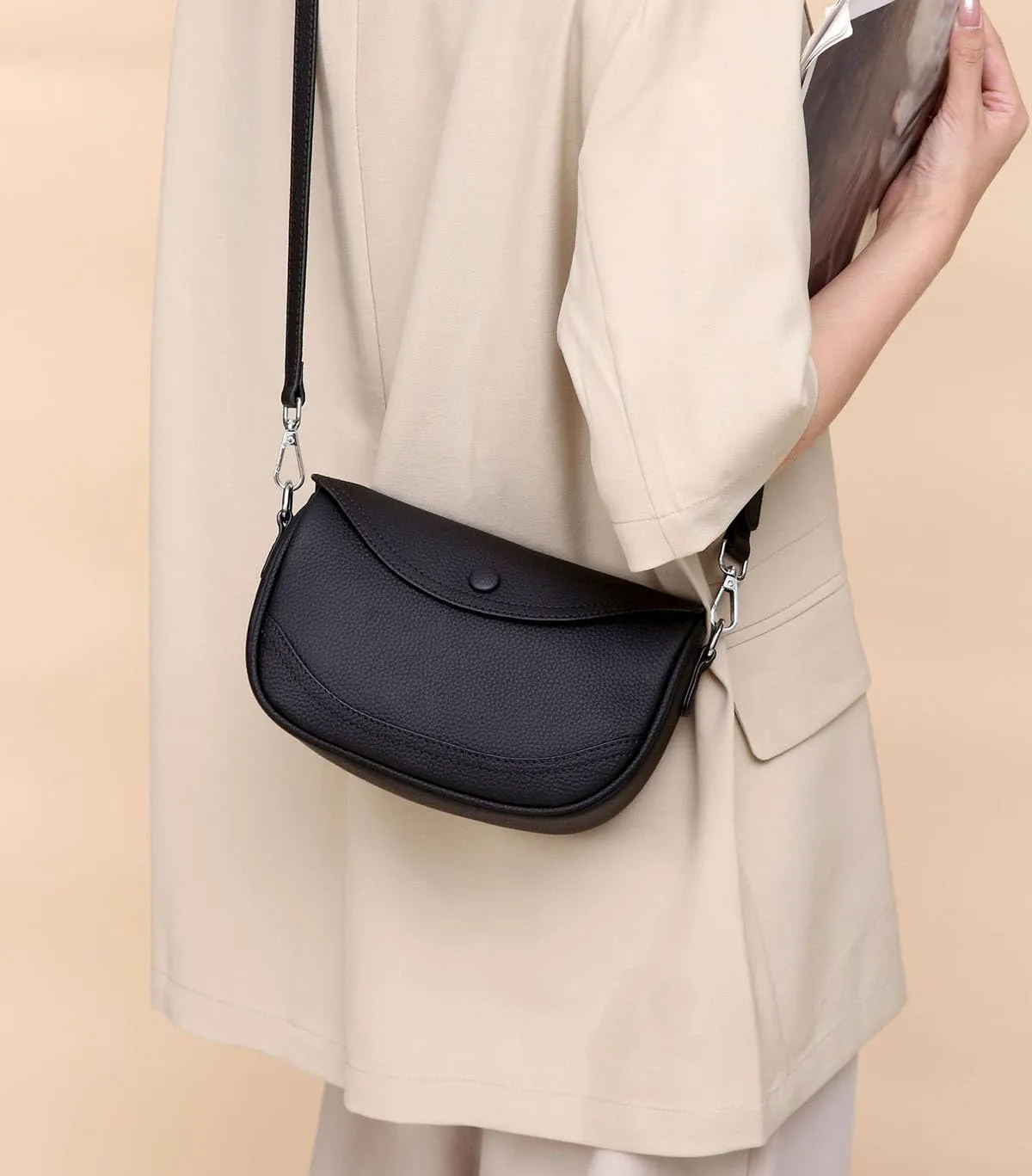 Women's Crossbody Bag Genuine Leather Shoulder Bags Small Satchel Purse Simple Handbag