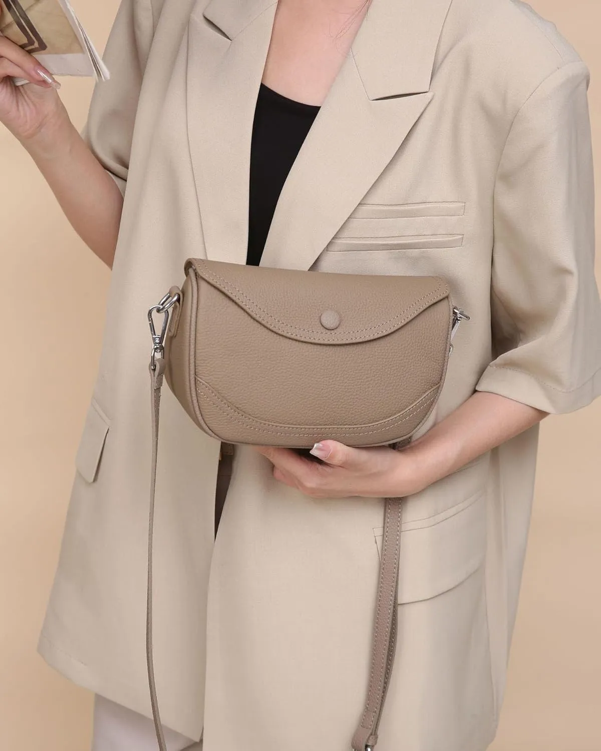Women's Crossbody Bag Genuine Leather Shoulder Bags Small Satchel Purse Simple Handbag