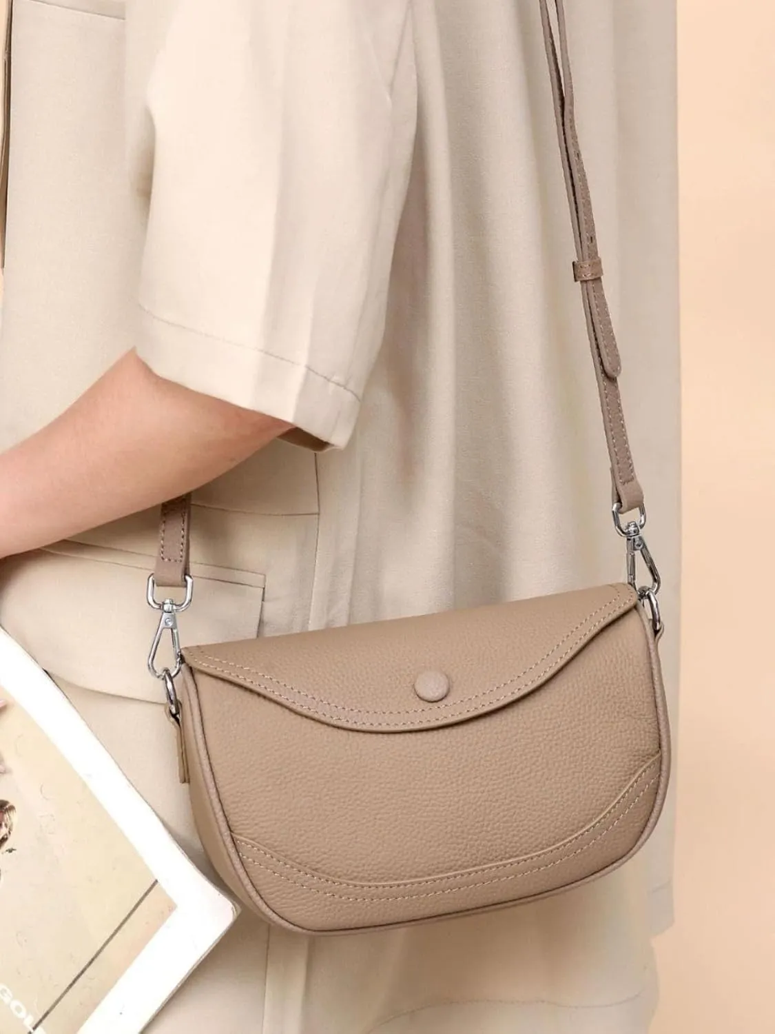 Women's Crossbody Bag Genuine Leather Shoulder Bags Small Satchel Purse Simple Handbag