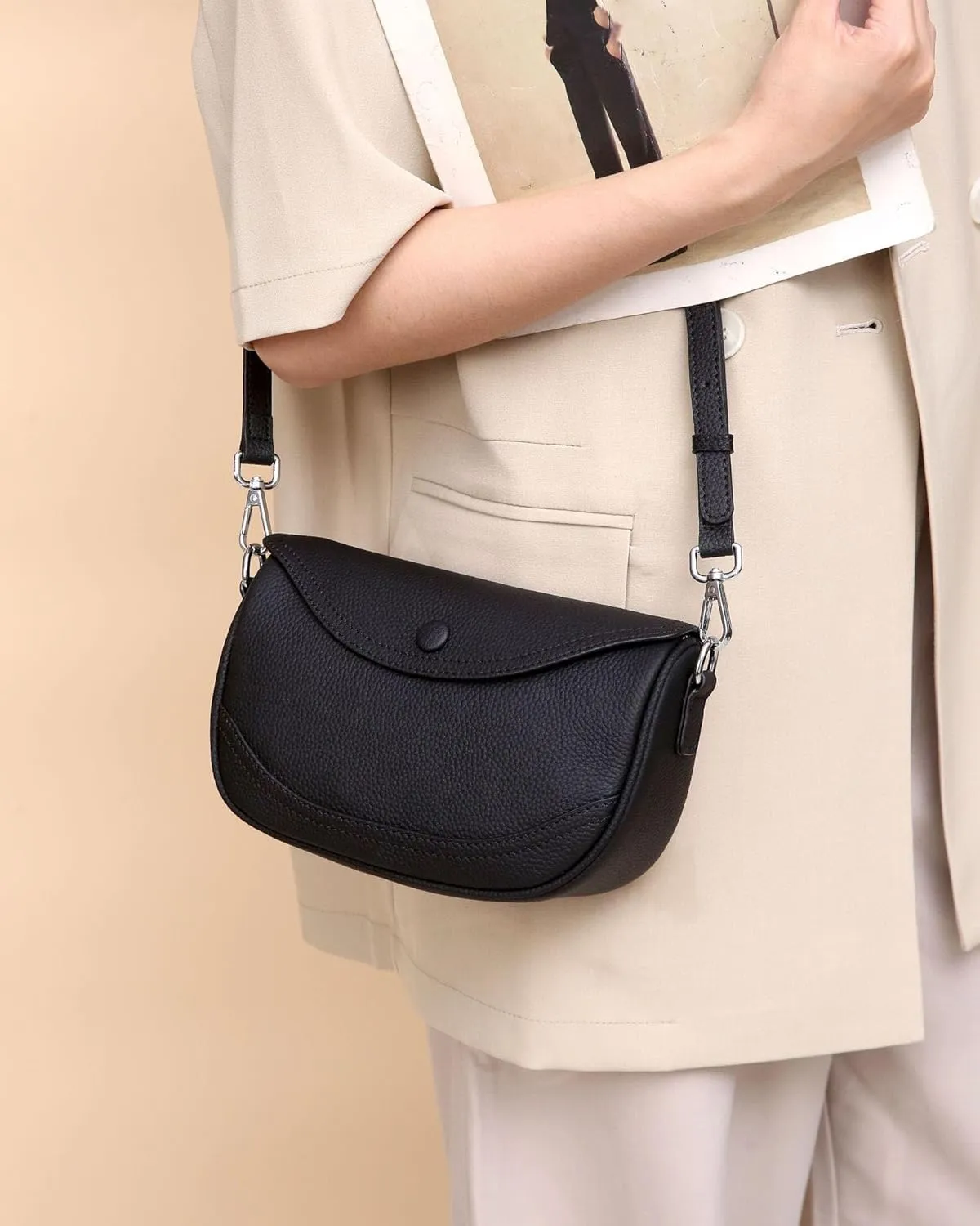 Women's Crossbody Bag Genuine Leather Shoulder Bags Small Satchel Purse Simple Handbag