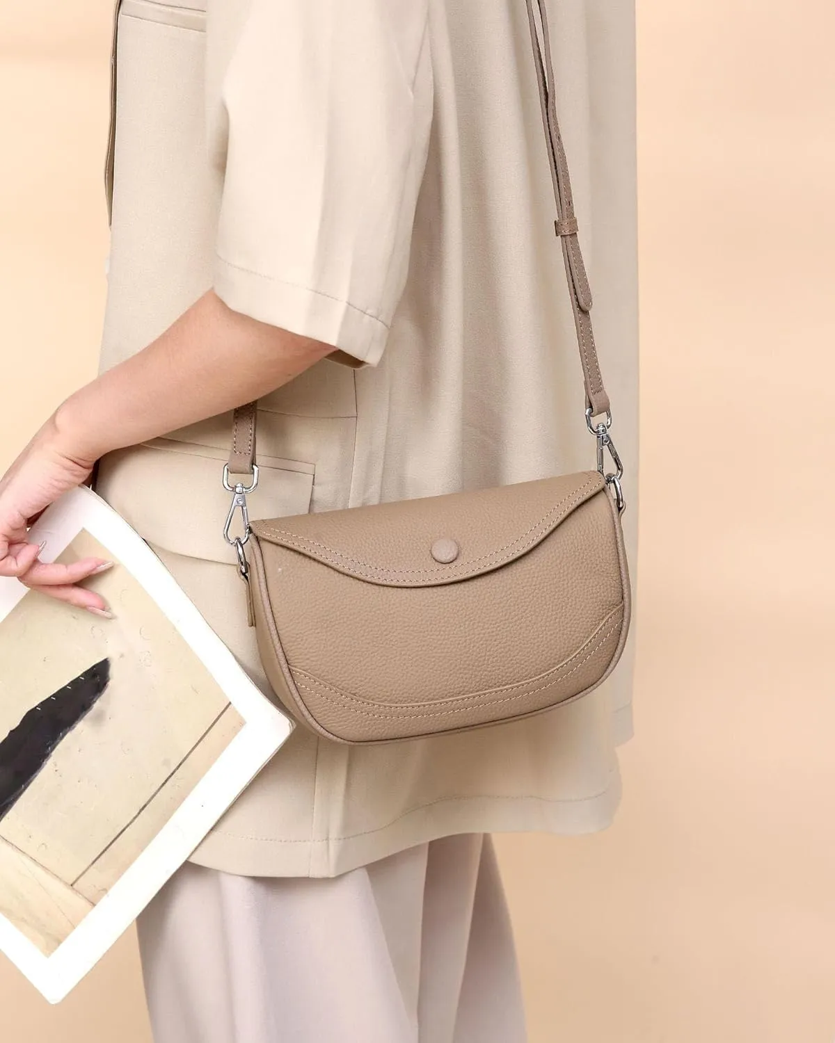 Women's Crossbody Bag Genuine Leather Shoulder Bags Small Satchel Purse Simple Handbag