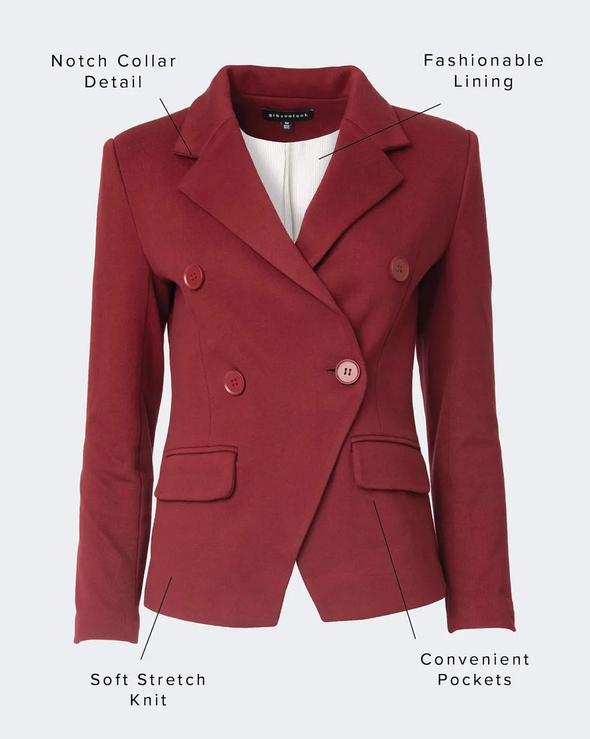 Women's Double Breasted Blazer, Casual Work Wear, Fitted Blazer Jacket Open Front Long Sleeve Suit Jacket