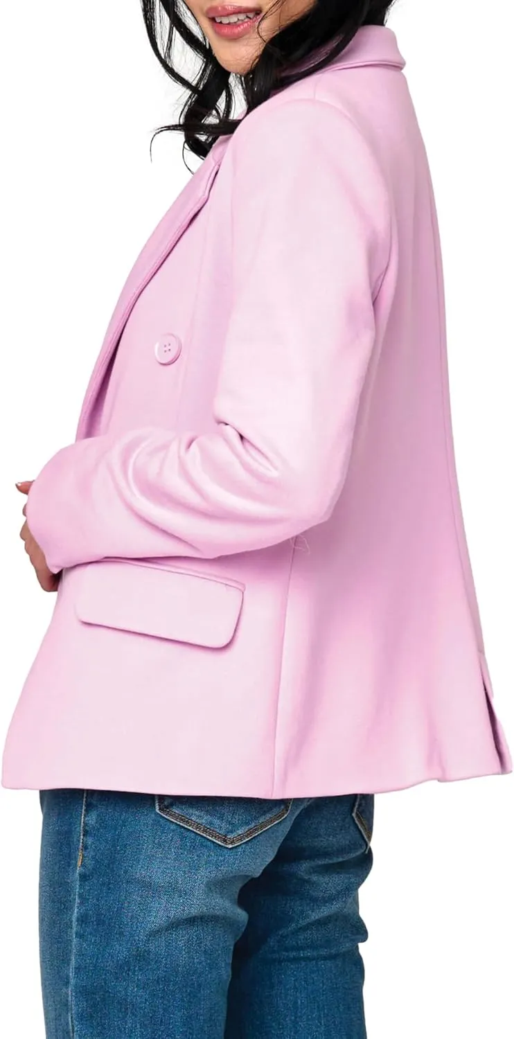 Women's Double Breasted Blazer, Casual Work Wear, Fitted Blazer Jacket Open Front Long Sleeve Suit Jacket