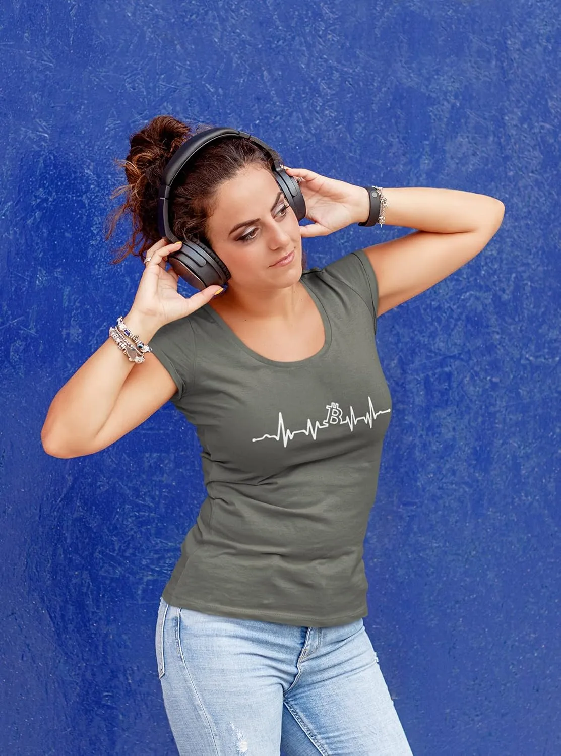 Women's Graphic T-Shirt Organic Bitcoin Heartbeat BTC HODL Crypto Eco-Friendly Ladies Limited Edition Short