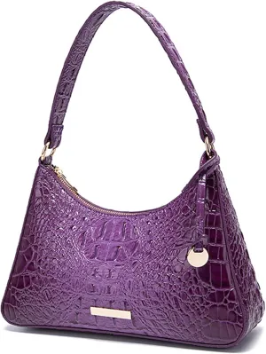 Women's Stylish PU Leather Shoulder Bags Vintage Crocodile Pattern Satchel Handbag Clutch Purse for Evening Parties