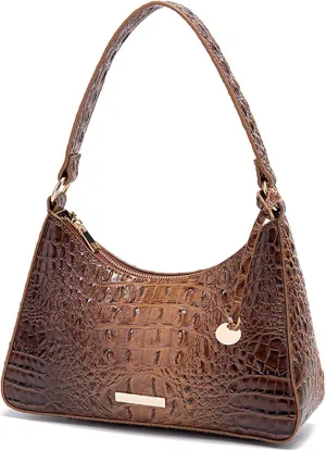 Women's Stylish PU Leather Shoulder Bags Vintage Crocodile Pattern Satchel Handbag Clutch Purse for Evening Parties