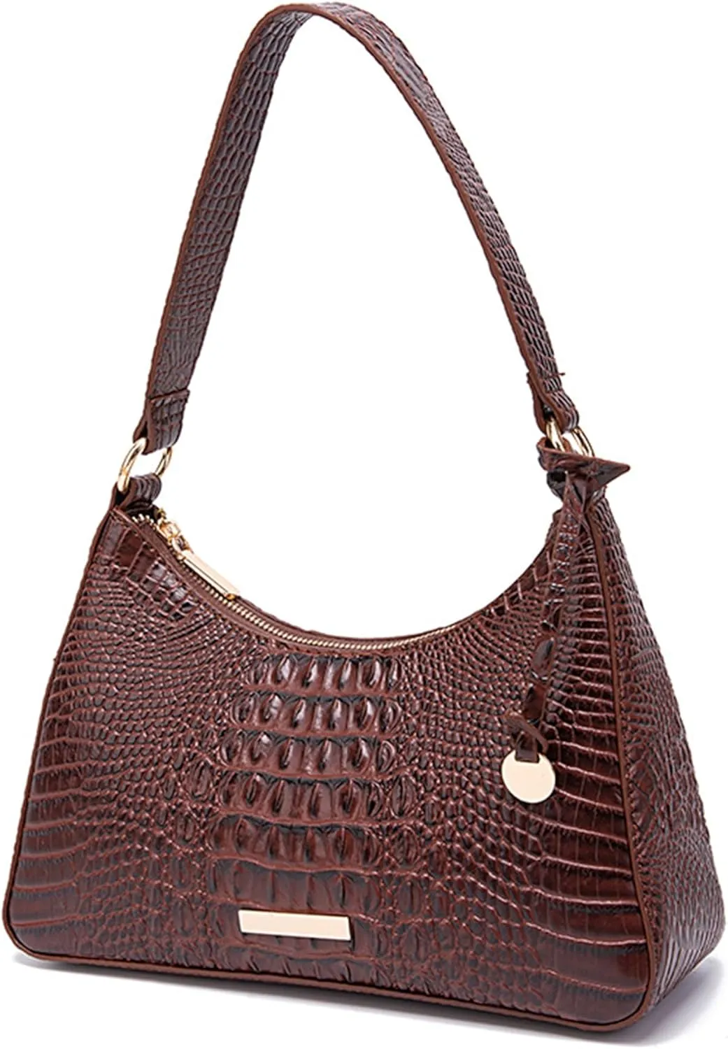 Women's Stylish PU Leather Shoulder Bags Vintage Crocodile Pattern Satchel Handbag Clutch Purse for Evening Parties