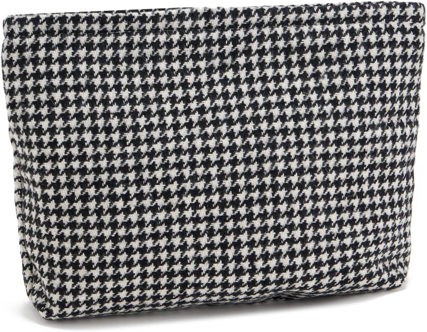 WOZEAH Checkered Makeup Bag for Purse Small Cosmetic Pouch,Stylish Zipper Make up Pouch Travel Canvas Toiletry Bags(Houndstooth)