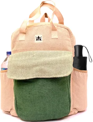 YAK & YETI Handcrafted Hemp Backpack from Nepal  Eco-Friendly, Durable, and Stylish with Adjustable Straps-Multi Pocket (Eco)