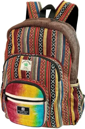 Zillion Craft strong back pack. Eco Friendly 100% natural hemp back pack for College, Laptop and Travelling. Multi pocket colorful unique design.